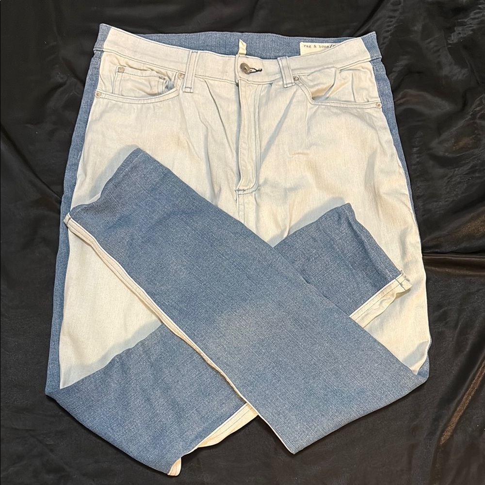 rag & bone Two-Tone Light Blue and Blue Skinny Jeans
